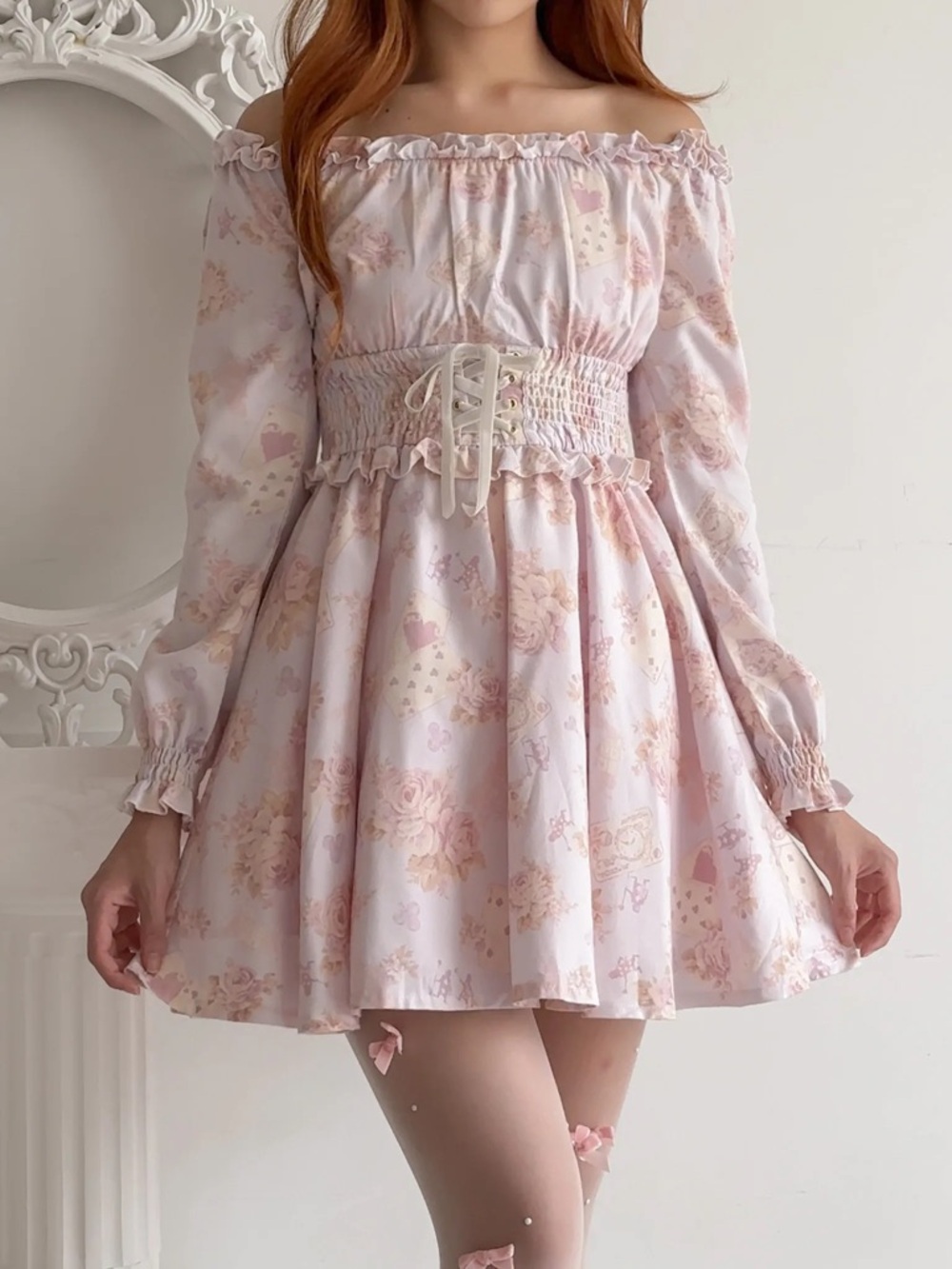 Liz Lisa Alice in wonderland cards lavender print dress Harajuku J fashion Gyaru